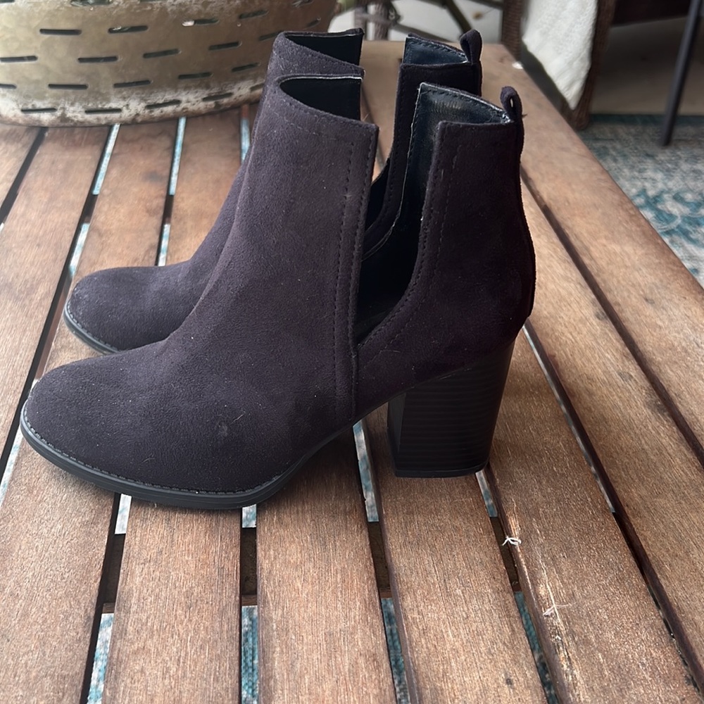 Soda black booties with side cut out with 3 1/4 inch heel